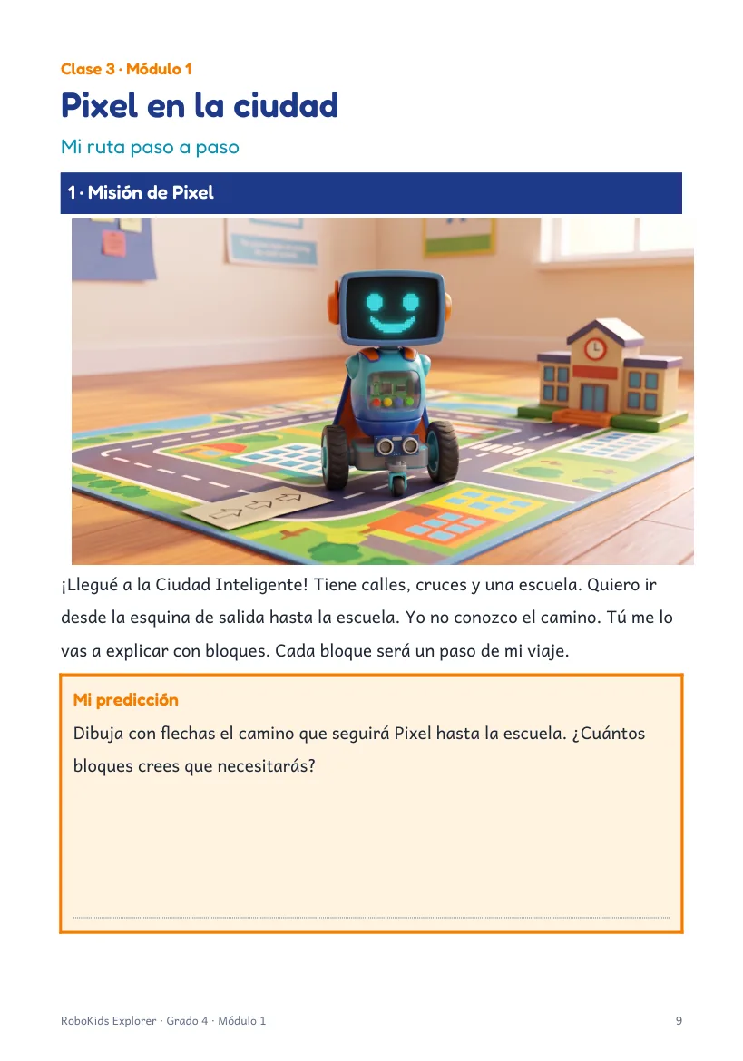 Página del libro: misión de la clase
