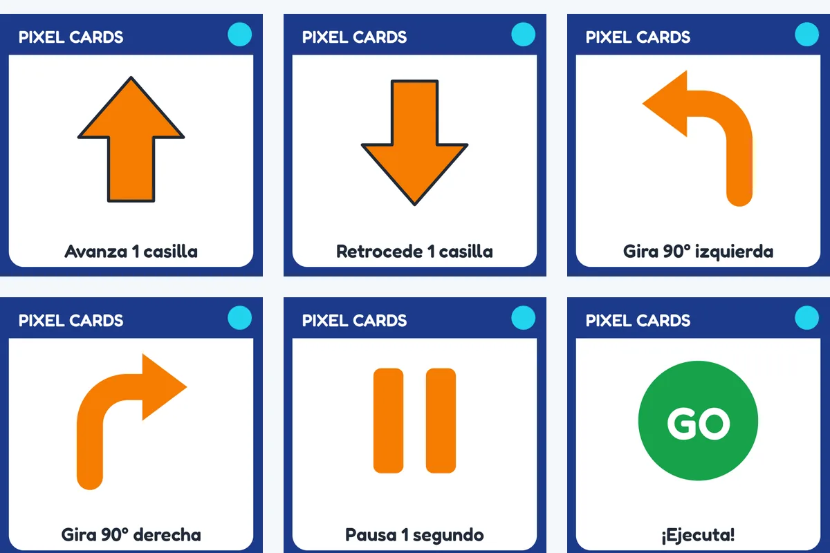 Tarjetas de programación sobre un tapete